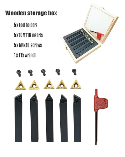 5pcs 1/2in Shank Turning Tool Holder Set with TCMT16T304 Carbide Inserts