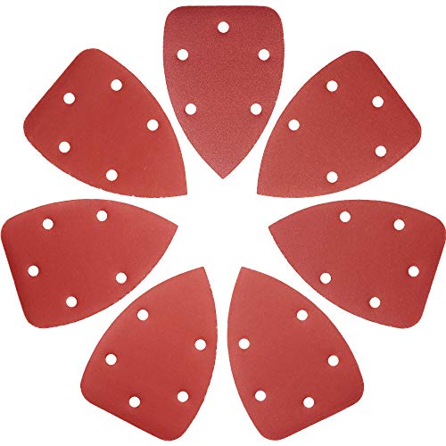 Detail Sander Paper, 180-1000 Grits, Hook and Loop Backing, 5 Holes, for Sanding and Polishing, 70 Sheets - size: 180-1000