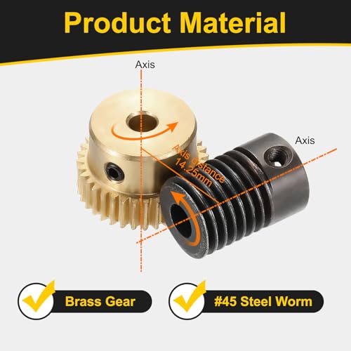 uxcell Worm Gear Set Right Rotation 35T 0.5 Module 1:35 Reduction Rate - size: Gear-4mm, Rod-5mm Bore, style: 0.5M-35T