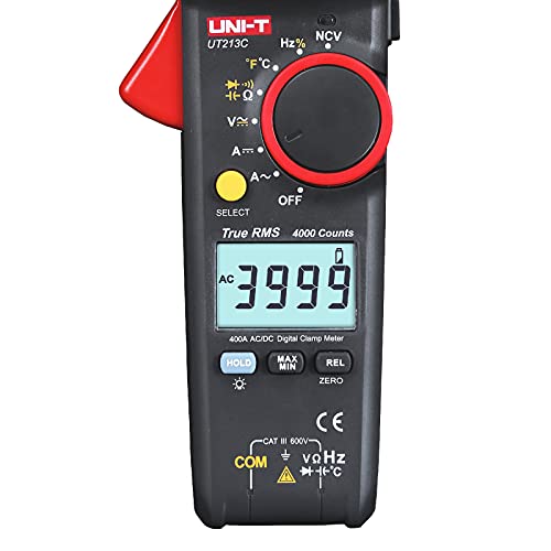 UNI-T Clamp Meter UT213C AC DC Amp Meter Clamp Multimeter Tester 400A TRMS Auto Ranging 4000 Counts HVAC Voltmeter Frequency Ohmmeter Capacitor Tester Temperature Continuity Tester Diode - size: UT213C