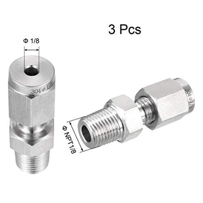 uxcell Compression Tube Fitting, 1/8 NPT Male x Ф1/8 Tube OD with Double Ferrules 3pcs - size: 1/8" x 1/8NPT