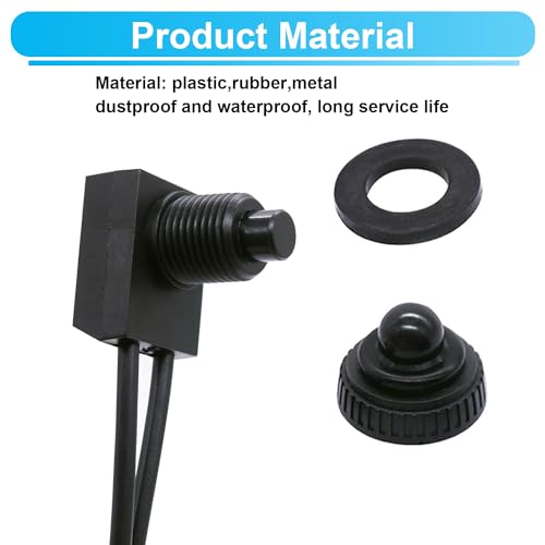TWTADE 5PCS Waterproof RV Push Button Switch 12V ON/Off SPST Switch for Motorcycle/Auto Car Bathroom Fan with 4.5''Lines KP-107-5PCS - size: 5PCS