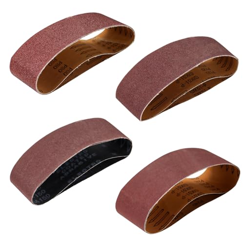 Sanding Belts 8 Pack Aluminum Oxide Belt Sander, 80 120 150 240 Grit Assortment 2 Each, Woodworking Polishing, 3x21 Inch
