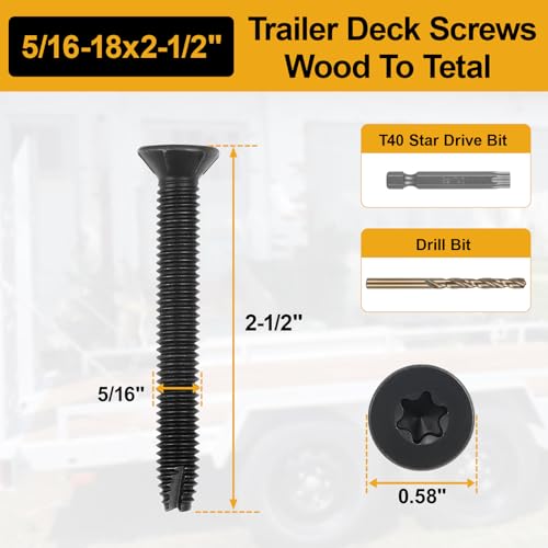 5/16-18 x 2-1/2 300Pcs Flat Head Thread Cutting Self Drilling Deck Screws - size: 5/16-18 x 2-1/2"