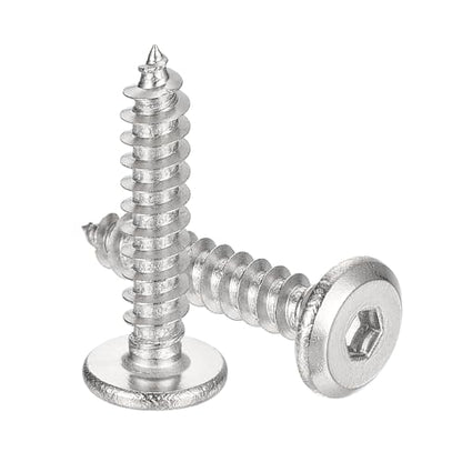 uxcell 25Pcs M4x20mm Flat Round Socket Head Screws,SS Self Tapping Screws - size: M4 x 20mm