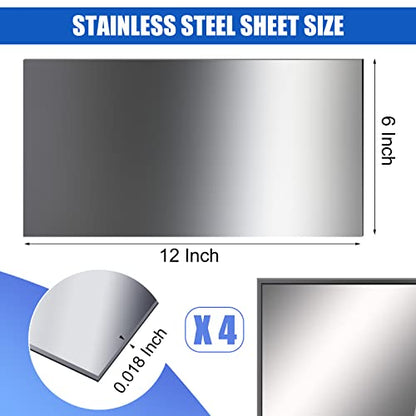 Funrous 4 Pcs 2 Pcs 304 Stainless Steel Sheet