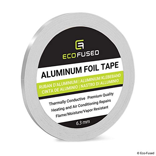 Adhesive Aluminum Foil Tape - for Heating and Air Conditioning Repairs - Thermally Conductive - Flame/Moisture/Vapor Resistant - Heat and Light Reflective (0.25 inch x 27 Yards) - color: 0.25 Inch X 27 Yards, size: 1 Roll: 0.25" X 27 Yard
