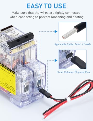DIHOOL 30A DC Circuit Breaker with Remote Control, 12V-400V DC & 90-400V AC, 2 Pole Miniature Circuit Breaker, DIN Rail Mount Disconnect Switch