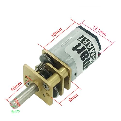 BRINGSMART 2pcs N20 Micro Motor Electric 12mm Gearbox 12V 2000rpm D Shaft - size: 12V 2000rpm