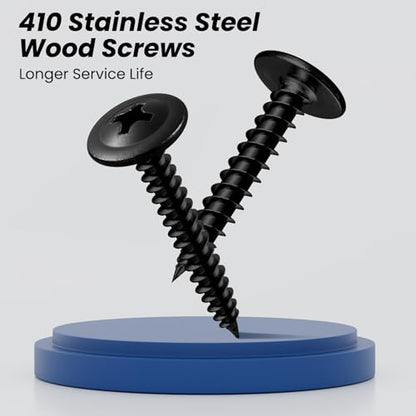#8 x 1-1/4 Inch Wood Screws Phillips Modified Truss Head Stainelss Steel 410 Self Tapping Metal Screws,Black Zinc Plated(2Ib,305Pcs) - color: Black 2lb Box, size: 8 x 1-1/4"