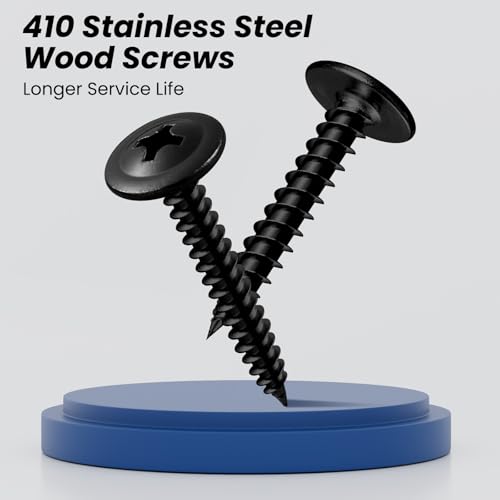 #8 x 1 Inch Wood Screws Phillips Modified Truss Head Stainelss Steel 410 Self Tapping Metal Screws,Black Zinc Plated(1Ib,170Pcs) - color: Black 1lb Box, size: 8 x 1"