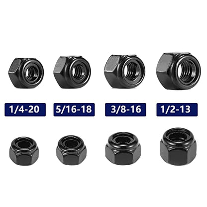 3/8-16 Nylon Insert Hex Lock Nuts 100Pcs 304 Stainless Steel Locknuts, Hex Drive, Bright Finish, Black Oxide by SG TZH - size: 3/8-16