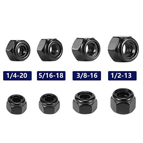 5/16-18 Nylon Insert Hex Lock Nuts 100Pcs 304 Stainless Steel Locknuts, Hex Drive, Bright Finish, Black Oxide by SG TZH - size: 5/16-18