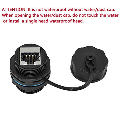 10PCS Panel Mounting Shielded CAT6 RJ45 Waterproof Connector Cat5/5e/6 8P8C Ethernet LAN Cable Coupler Double Head Adapter with Waterproof/Dust Cap (Pack of 2) - size: 10 Pieces CAT6 (Pack of 2)