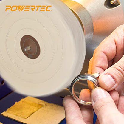 POWERTEC 6 Inch Buffing & Polishing Wheels (40 Ply) w/Buffing Polishing Compounds Kit, Extra Thick Buffer Wheels w/ 1/2" Arbor Hole for Bench Buffer Polisher and Bench Grinder (71631) - size: 6 inch, 6 pack