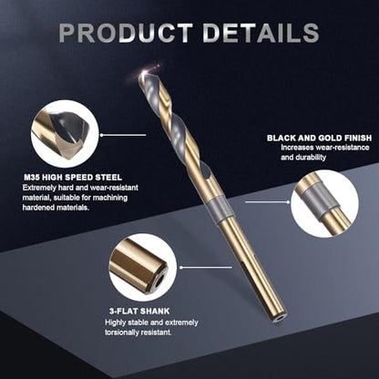 uxcell 29/64" Drill Bit 3/8" Reduced Shank 3-Flat M35 5% Cobalt HSS - size: 29/64" with 3/8" Shank