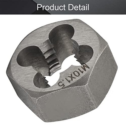 Utoolmart Hex Rethreading Die, M10 x 1.5 Pitch, Carbon Steel Thread Die, Hex Rethreading Die Machine Thread Die, Hexagon Taper Pipe Die - size: M10×1.5 Fine Teeth
