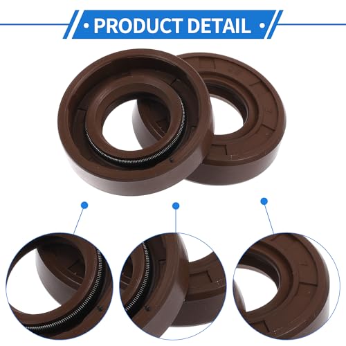 Universal Oil Seal TC Double Lip W Steel Spring Seal Ring Rotary Shaft Seal 14x28x7mm High Pressure FKM Rubber Brown 2 Pcs - size: 14x28x7mm