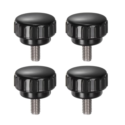 uxcell 4pcs Knurled Clamping Knobs M6 x 12mm Metric 304 Stainless Steel Male Thread Thumb Screw on Type 25mm Plastic Round Head Threaded Hand Bolt Stud Knobs Black - size: M6 x 12mm x 25mm