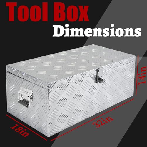 30x18x14 Inch Heavy Duty Pickup Storage Box Diamond Plate Portable Toolboxes Aluminum Underbody Truck Tool Box with Buckle Lock and Keys Suitable for Truck Bed Pickup RV Trailer - size: 30" L x18" W x14" H
