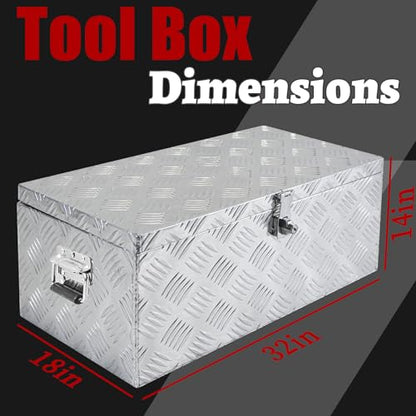 30x18x14 Inch Heavy Duty Pickup Storage Box Diamond Plate Portable Toolboxes Aluminum Underbody Truck Tool Box with Buckle Lock and Keys Suitable for Truck Bed Pickup RV Trailer - size: 30" L x18" W x14" H