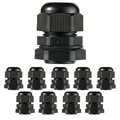 PENGLIN 10-Pack Cable Glands 1/2" NPT Nylon Cable Connector - color: Black, size: 1/2 Inch (10-Pack)