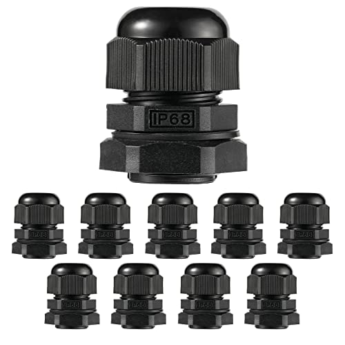 PENGLIN 10-Pack Cable Glands 1/2" NPT Nylon Cable Connector - color: Black, size: 1/2 Inch (10-Pack)