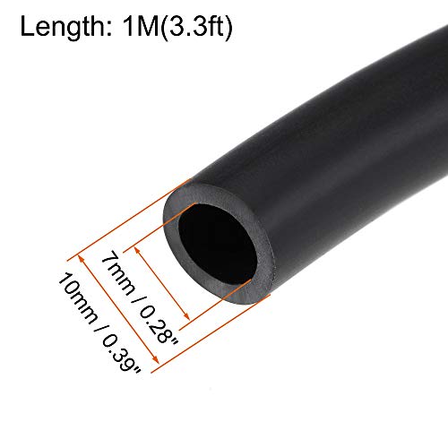 uxcell Lubricating Oil Hose, 7mm ID x 10mm OD 3.3ft Rubber Water Hose Tubing Black - size: 7mm x 10mm