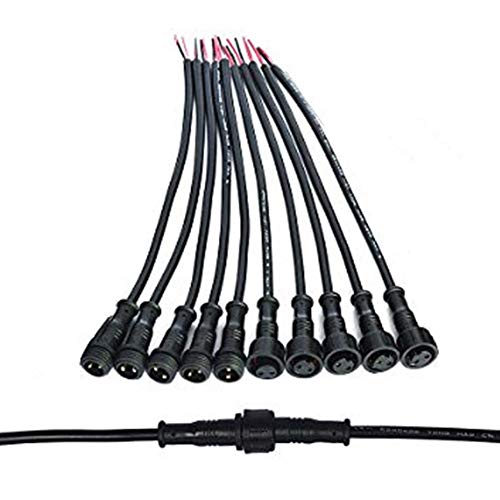5Pairs 2pin Black Electrical Connector LED Connector for LED Lights 20cm Extension Cable 40cm/Pair 0.3mm² 15mm Nut - size: 2pin Small