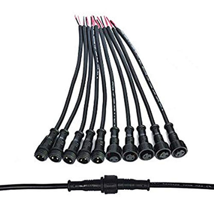 5Pairs 2pin Black Electrical Connector LED Connector for LED Lights 20cm Extension Cable 40cm/Pair 0.3mm² 15mm Nut - size: 2pin Small