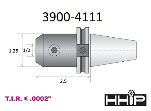 HHIP 3900-4111 1/2 x CAT 40 V-Flange End Mill Holder with 2.5 Gage Depth - size: 1/2" Bore Dia, 2.50" Gage Depth