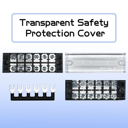 4 Sets 6 Positions 600V 25A Terminal Blocks Ground Circuit Dual Row Bus Bar Wire Screw Terminal Block Kit with Cover 600V Pre Insulated Terminal Strip WW004-2506 - size: 25A 6P
