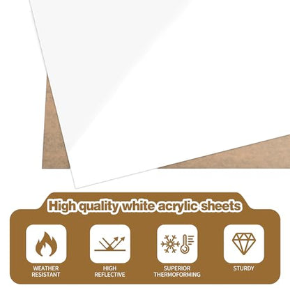 Lesnlok White Acrylic Sheets 1/4 inch Thick 6mm 1 Pieces 12 x 16 Matte Plexiglass Sheet,Suitable for Painting, Handicrafts, DIY Display Projects (1, Matte White, 12 x 16 x 1/4) - color: matte opaque white, size: 12 x 16 x 1/4