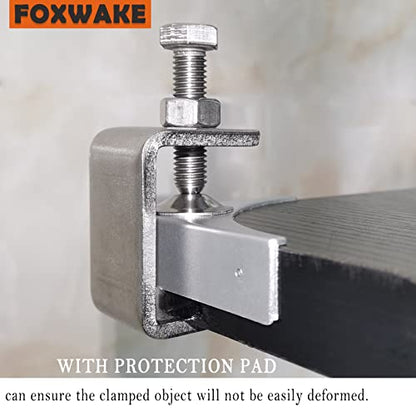 Stainless Steel C Clamps Small 1 1/2 Inch for Mounting, Heavy Duty U Clamps for Metal Working, Mini Desk Clamp with Stable Wide Jaw Opening & Protective Pads/I-Beam Design (2pcs) - color: 1 6/8 In-2pcs-45mm