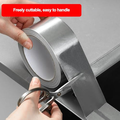 Aluminum Foil Duct Tape Heavy Duty Waterproof, Silver Insulation Adhesive Metal Tape, High Temperature Heat Resistant for Ductwork, Ducting, Sealing, Patching, Furnace, 1.1 Inch x 65 Feet (2.3 mil)
