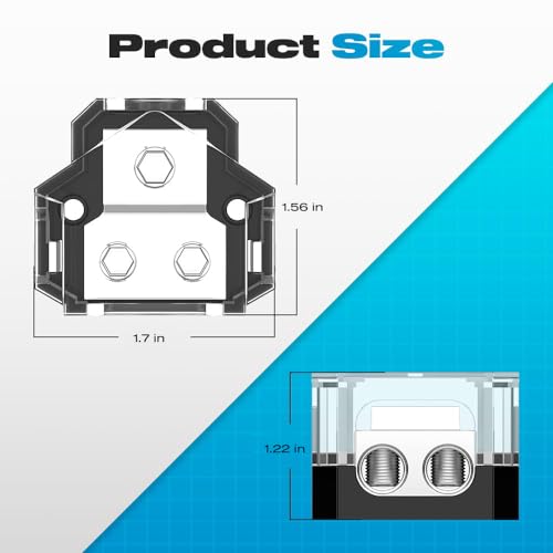 Distribution Block, Malictele 2 Way Power Distribution Block 1x 0/2/4 Gauge Input 2X 4/8 Gauge Output Out Amp Power Distribution Block Car Audio Splitter for Vehicles Boats 2 Pack - size: 2-Way Power Distribution Block 2PCS