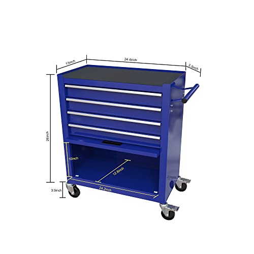 Lockable 4-Drawer Rolling Tool Chest, Blue - color: Blue, size: 4 drawer