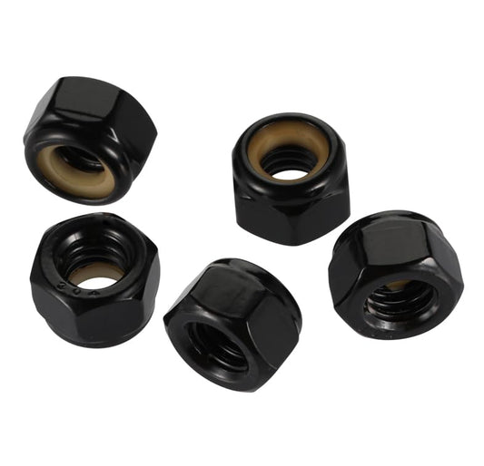 M5-0.8 Nylon Insert Lock Nuts Locknuts, 304 Stainless Steel Black Finish, 100PCS - size: M5-0.8
