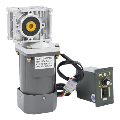 Electric Gear Motor 120W 60HZ 90-1650r/min/50Hz 90-1350r/min 80K Worm Gear Reducer Gearbox High Torque with Adjustable Speed Reversing Function&Self-Locking Function - size: 120W