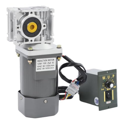 Electric Gear Motor 120W 60HZ 90-1650r/min/50Hz 90-1350r/min 80K Worm Gear Reducer Gearbox High Torque with Adjustable Speed Reversing Function&Self-Locking Function - size: 120W