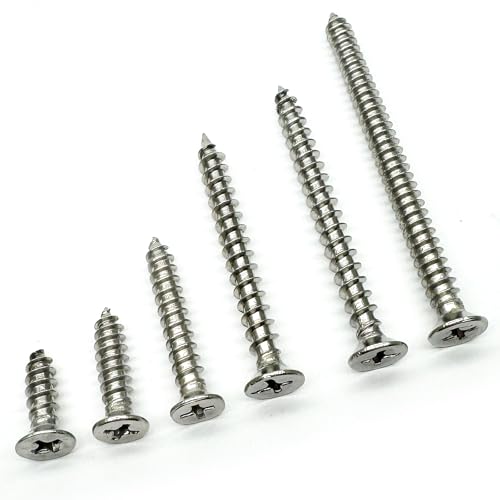 5 x 12mm Screw, Flat Head, Phillips Drive, Self Drilling, 304 Stainless Steel Drywall Wood Screws 100Pcs - size: 5 x 12mm