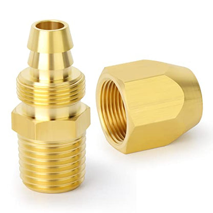 GASHER 10PCS Brass Pneumatic Replacement Fitting, Reusable Hose End Repair Fitting 3/8" Barb（Suitable for 3/8" ID，1/2" OD air hose) x 1/4" NPT Rigid - size: 1/4" NPT × 3/8" Barb (3/8" ID 1/2" OD)