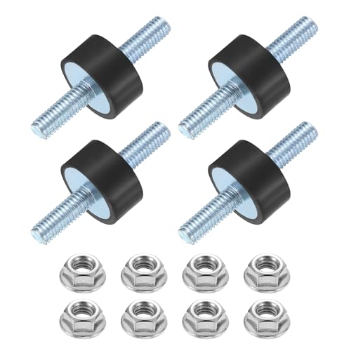 uxcell 4Pcs M6 x 18mm Rubber Mounts, 10 x 20mm Cylindrical Anti Vibration Isolator Studs Shock Absorber Double Studs with Nuts for Car Bobbin Generator Air Compressors - size: M6 x 18mm, 10 x 20mm