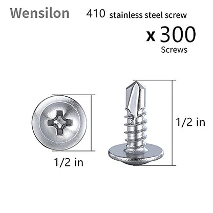 Wensilon（300pcs）#8×1/2”for Sheet Metal Self-Tapping Screws 410 Stainless Steel Truss Head High-Strength Quick Tapping Screws - color: Silver, size: #8X1/2"