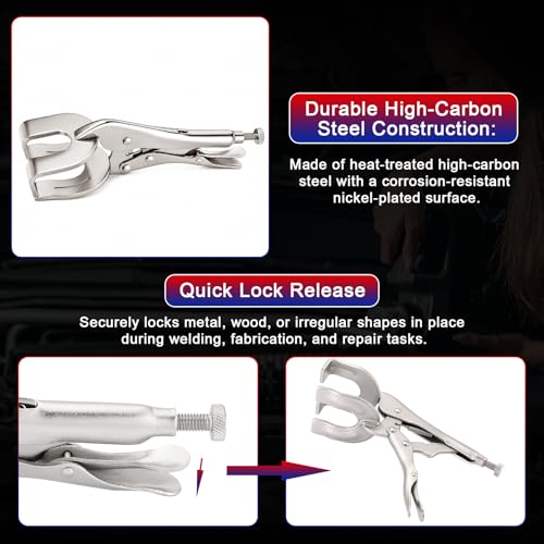 NYXOVA 10" Locking Pliers Set, 2 Pack Metal Welding Clamp