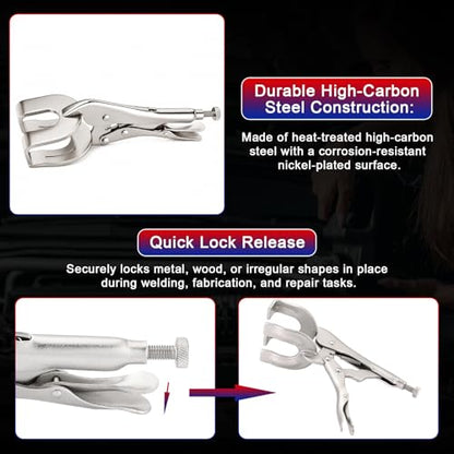 NYXOVA 10" Locking Pliers Set, 2 Pack Metal Welding Clamp