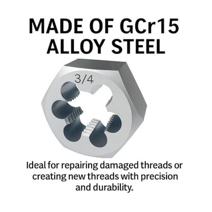 3/8"-18 NPT Tap and Die Set – GCr15 Alloy Steel Pipe Thread Tap and Hex Die Combo, Taper Thread Repair Tool for Conical Pipe Fittings - size: 3/8"-18