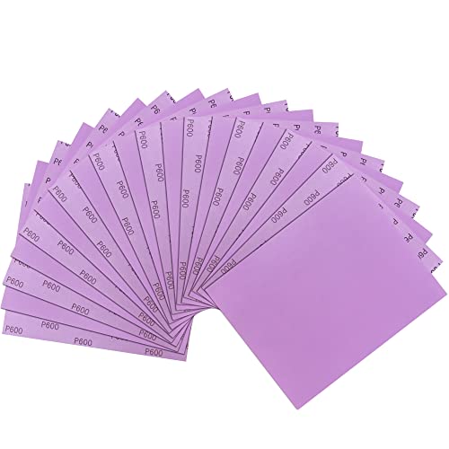 LotFancy 600 Grit Sandpaper, 30PCS 9 x 11” White Fused Alumina Wet Dry Sanding Sheets, for Automotive Metal Sanding Polishing, Wood Finishing, Purple - size: 600 Grit