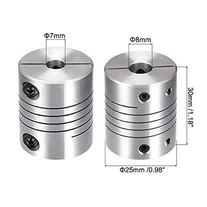 uxcell Motor Shaft 7mm to 8mm Helical Beam Coupler Coupling 25mm Dia 30mm Length - size: 7mm to 8mm