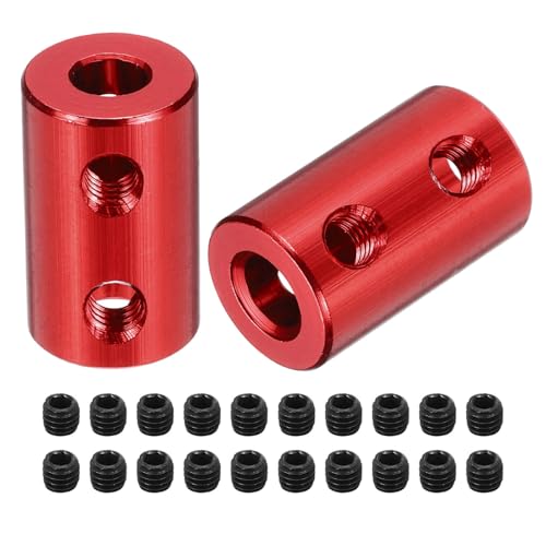 MECCANIXITY Rigid Screw Coupling 5mm to 6mm Shaft Coupler Connector L20mm x D12mm Aluminum Alloy Joint Connector Set for 3D Printers DIY Encoder with 20 Screws, Red, 5Pack - color: Red, size: 5mm to 6mm